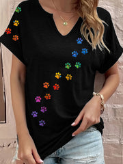 T-shirt imprimé patte colorée pour femmes