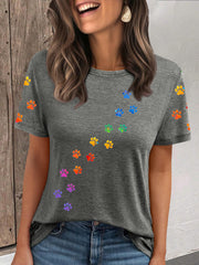 T-shirt de patte de chien coloré des femmes