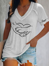 T-shirt décontracté imprimé à la main et à la patte pour femmes