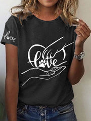 T-shirt décontracté imprimé à la main et à la patte pour femmes