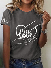 T-shirt décontracté imprimé à la main et à la patte pour femmes