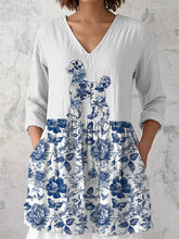 T-Shirt Femme Poodle Floral Coton Et Lin