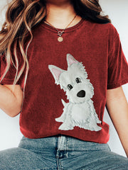 Beau chien Patchwork Art Vintage T-Shirt des femmes