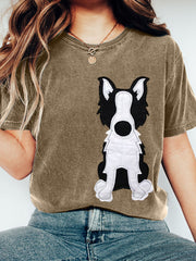 Beau chien Patchwork Art Vintage T-Shirt des femmes