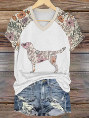 T-shirt décontracté imprimé Labrador Retriever pour femme