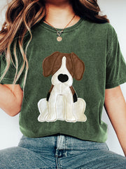 Beau chien Patchwork Art Vintage T-Shirt des femmes