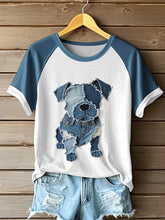 Motif chien mignon Patchwork Art T-Shirt des femmes