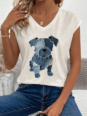 Motif de chien mignon Patchwork Art Tank Top des femmes