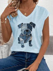 Motif de chien mignon Patchwork Art Tank Top des femmes