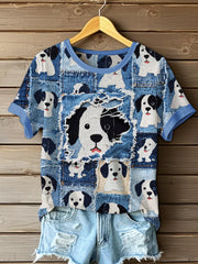 T-shirt Denim Puppy Femme