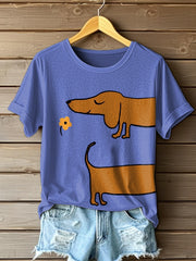 T-shirt imprimé teckel femme