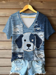 T-shirt Denim Puppy Femme
