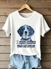 T-shirt Denim Puppy Femme
