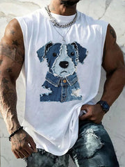 Motif de chien mignon Patchwork Art Tank Top des hommes