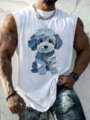 Motif de chien mignon Patchwork Art Tank Top des hommes