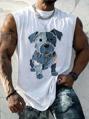Motif de chien mignon Patchwork Art Tank Top des hommes