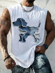 Mignon Chien Patchwork Art Débardeur Homme