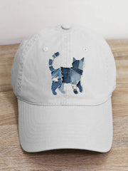 Chapeau d'art de patchwork de modèle de chat mignon unisexe