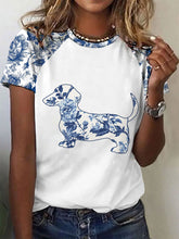 T-shirt à imprimé floral Teckel Femme