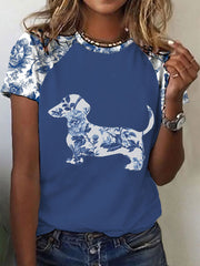 T-shirt à imprimé floral Teckel Femme