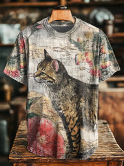 T-shirts unisexes à imprimé chat Tanuki