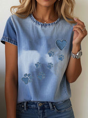 T-shirt Denim Puppy Femme