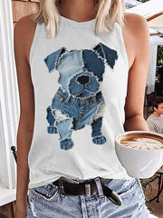 Motif de chien mignon Patchwork Art Tank Top des femmes