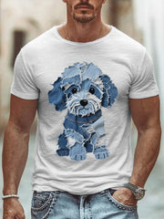 T-shirt mignon d'art de patchwork de chien des hommes
