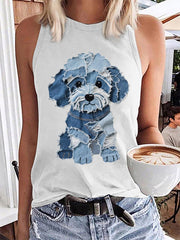 Motif de chien mignon Patchwork Art Tank Top des femmes