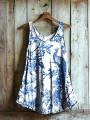 Robe femme botanique florale en coton et lin