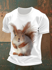 T-shirts occasionnels d'impression d'écureuil des hommes