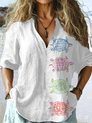 Chemise décontractée Sea Turtle Print Femme