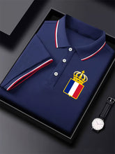 Chemise à manches courtes de style affaires de drapeau français pour hommes