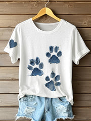 T-shirt Denim Paw Femme