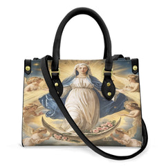 Sac à bandoulière Faith Virgin Mary en cuir pour femme