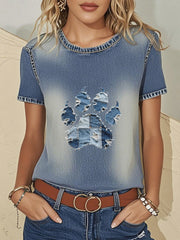 T-shirt Denim Paw Femme