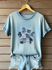 T-shirt Denim Paw Femme