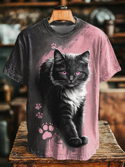 T-shirt décontracté unisexe à imprimé chat