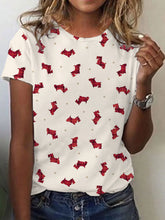 Scottish Terrier Imprimé O-cou T-shirt à manches courtes pour femmes