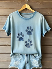 T-shirt Denim Paw Femme