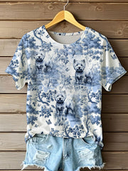 Scottish Terrier Imprimé O-cou T-shirt à manches courtes pour femmes