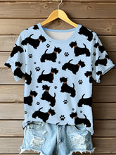 Scottish Terrier Imprimé O-cou T-shirt à manches courtes pour femmes