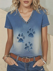 T-shirt Denim Paw Femme