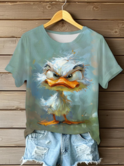 T-shirt décontracté imprimé drôle de canard pour femmes