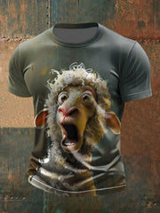 T-shirt décontracté à imprimé mouton drôle pour hommes