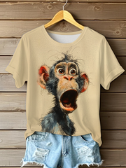 T-shirt décontracté à imprimé singe drôle pour femmes
