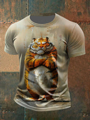 T-shirt décontracté imprimé tigre drôle pour hommes