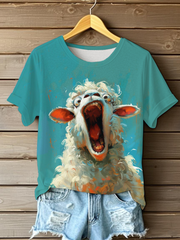 T-shirt décontracté imprimé mouton drôle pour femmes