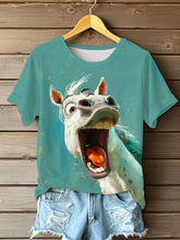 T-shirt décontracté imprimé drôle d'âne pour femmes