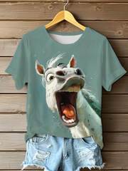 T-shirt décontracté imprimé drôle d'âne pour femmes